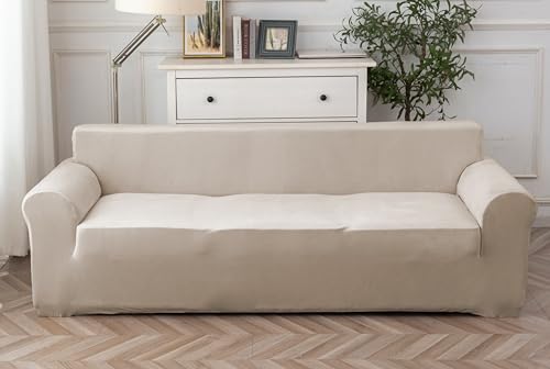 Sofa überzug 3 Sitzer (180-260cm) Stretch, Super Elastisch Sofabezug Mit Armlehnen,Kratzfester rutschfest Sofa Cover für Hunde Katzen und Haustiere, Weich und Bequem von Cotopuro