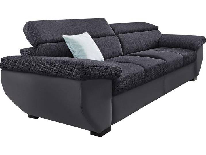 2,5-Sitzer COTTA Speedway , schwarz (schwarz, schwarz), B:214cm H:74cm T:103cm, Kunstleder SOFTLUX / Luxus-Microfaser (100% Polyester), Flachgewebe (100% Polyester) / Struktur fein ( 100% Polyester), Kunstleder SOFTLUX / Struktur (100% Polyester), Sofas, Big-Sofa mit Kopfteilverstellung von Cotta