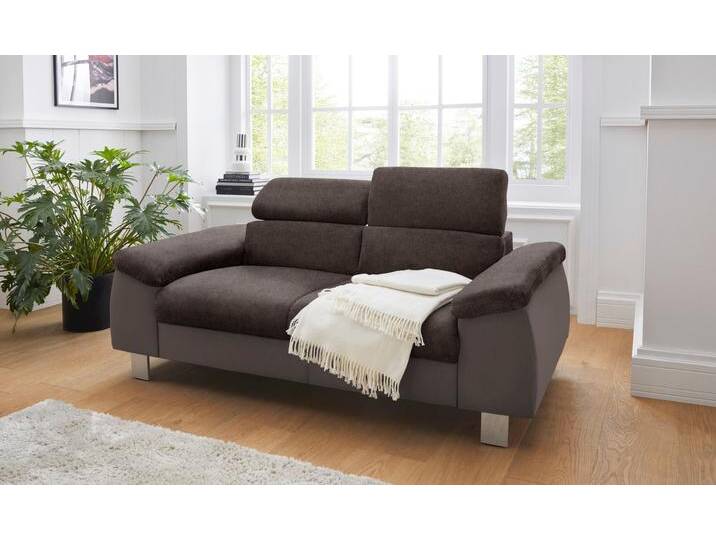 2-Sitzer COTTA Komaris , braun (mud, braun), B:177cm T:104cm, Microfaser PRIMABELLE (100% Polyester), Kunstleder SOFTLUX, Feinstruktur (100% Polyester), Kunstleder SOFTLUX/Struktur (100% Polyester), NaturLEDER, Sofas, mit Kopfteilverstellung von Cotta