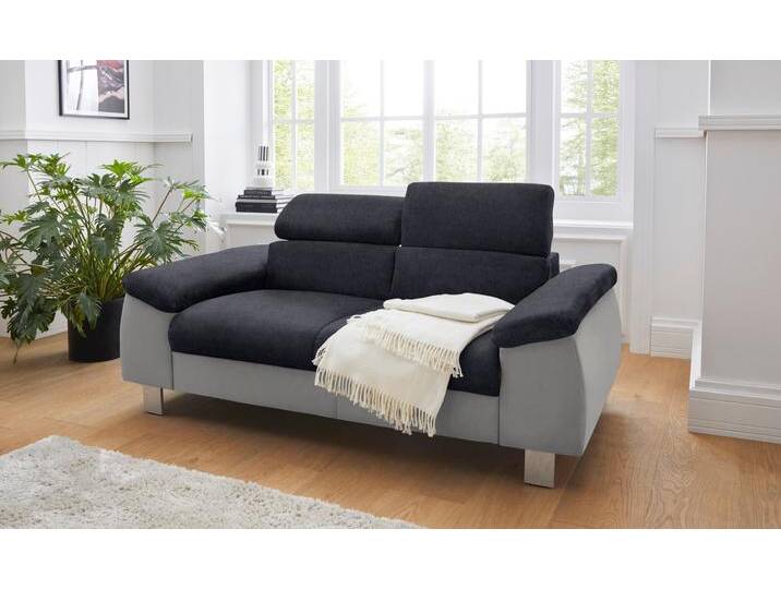 2-Sitzer COTTA Komaris , grau (argent, schwarz), B:177cm T:104cm, Microfaser PRIMABELLE (100% Polyester), Kunstleder SOFTLUX, Feinstruktur (100% Polyester), Kunstleder SOFTLUX/Struktur (100% Polyester), NaturLEDER, Sofas, mit Kopfteilverstellung von Cotta