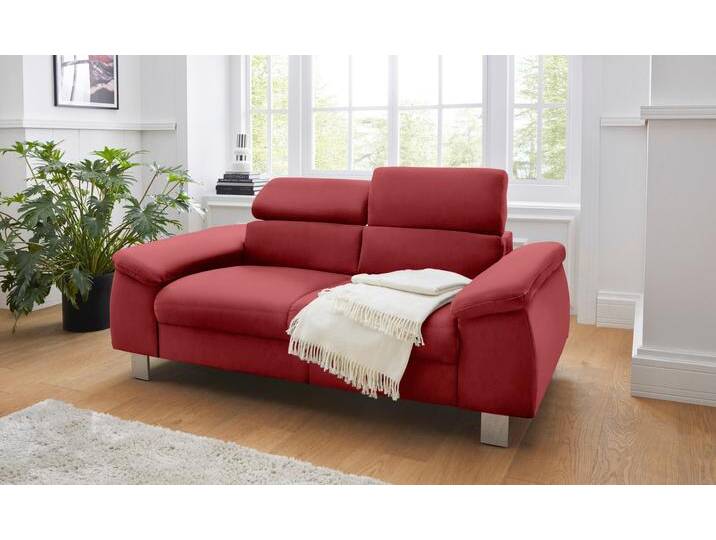 2-Sitzer COTTA Komaris , rot, B:177cm, Microfaser PRIMABELLE (100% Polyester), Kunstleder SOFTLUX, Feinstruktur (100% Polyester), Kunstleder SOFTLUX/Struktur (100% Polyester), NaturLEDER, Sofas, mit Kopfteilverstellung von Cotta