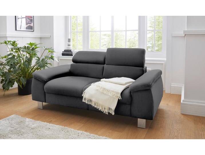2-Sitzer COTTA Komaris , schwarz, B:177cm, Microfaser PRIMABELLE (100% Polyester), Kunstleder SOFTLUX, Feinstruktur (100% Polyester), Kunstleder SOFTLUX/Struktur (100% Polyester), NaturLEDER, Sofas, mit Kopfteilverstellung von Cotta