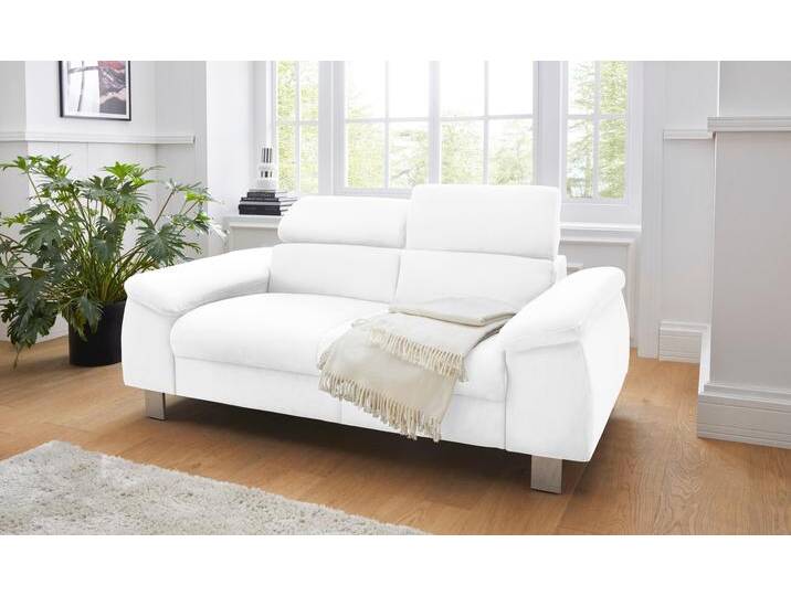 2-Sitzer COTTA Komaris , weiß, B:177cm, Microfaser PRIMABELLE (100% Polyester), Kunstleder SOFTLUX, Feinstruktur (100% Polyester), Kunstleder SOFTLUX/Struktur (100% Polyester), NaturLEDER, Sofas, mit Kopfteilverstellung von Cotta