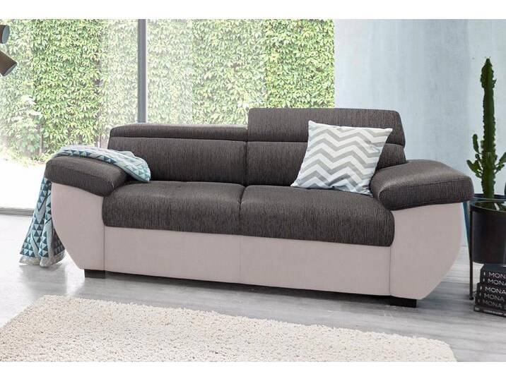 2-Sitzer COTTA Speedway , beige (sand, schoko), B:195cm H:74cm T:103cm, Kunstleder SOFTLUX / Luxus-Microfaser (100% Polyester), Flachgewebe (100% Polyester) / Struktur fein ( 100% Polyester), Kunstleder SOFTLUX / Struktur (100% Polyester), Sofas, Big-Sofa mit Kopfteilverstellung von Cotta