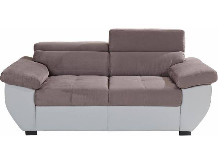 2-Sitzer COTTA Speedway , braun (schlamm, schlamm), B:195cm H:74cm T:103cm, Kunstleder SOFTLUX / Luxus-Microfaser (100% Polyester), Flachgewebe (100% Polyester) / Struktur fein ( 100% Polyester), Kunstleder SOFTLUX / Struktur (100% Polyester), Sofas, Big-Sofa mit Kopfteilverstellung von Cotta