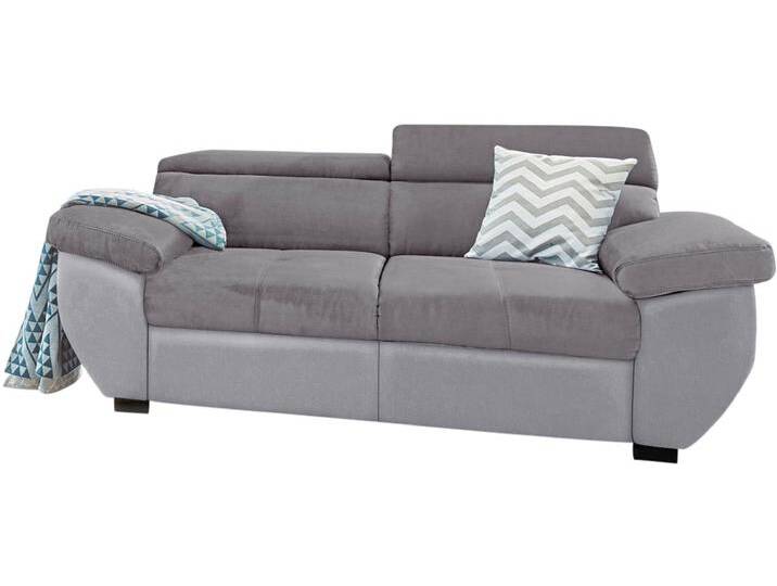 2-Sitzer COTTA Speedway , grau (hellgrau, dunkelgrau), B:195cm H:74cm T:103cm, Kunstleder SOFTLUX / Luxus-Microfaser (100% Polyester), Flachgewebe (100% Polyester) / Struktur fein ( 100% Polyester), Kunstleder SOFTLUX / Struktur (100% Polyester), Sofas, Big-Sofa mit Kopfteilverstellung von Cotta