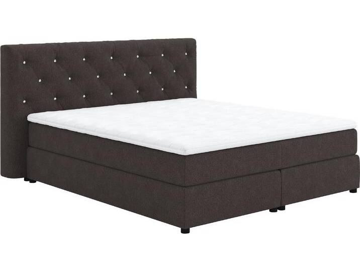 Boxspringbett COTTA Castle , grau (charcoal), B:207cm L:222cm, 100% Polyester (PES), Komplettbetten, mit Strasssteinen im Kopfteil, inkl. Topper von Cotta