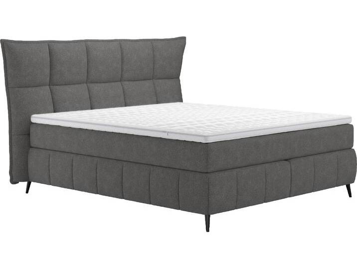 Boxspringbett COTTA Sarah , grau (anthrazit), B:211cm L:215cm, 100% Polyester, Komplettbetten, inkl. Topper, 2 Matratzenkerne, Härtegrade H2, H3 oder H4 von Cotta