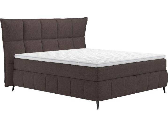 Boxspringbett COTTA Sarah , schwarz (charcoal), B:211cm L:215cm, 100% Polyester, Komplettbetten, inkl. Topper, 2 Matratzenkerne, Härtegrade H2, H3 oder H4 von Cotta