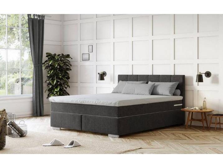 COTTA Boxspringbett Simba, schwarz, 5-Zonen-Taschen-Federkernmatratze, 5-Zonen-Taschen-Federkernmatratze, schwarz von Cotta