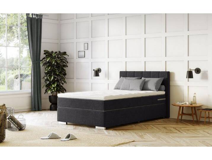 COTTA Boxspringbett Simba, schwarz, 5-Zonen-Taschen-Federkernmatratze, 5-Zonen-Taschen-Federkernmatratze, schwarz von Cotta