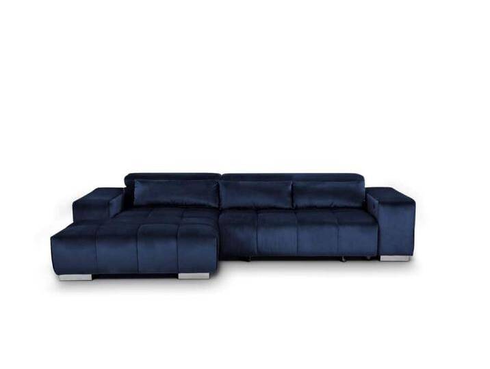 COTTA Ecksofa Orion, mit elektrischem Sitzvorschub und Nierenkissen, blau, Recamiere links, dunkelblau von Cotta