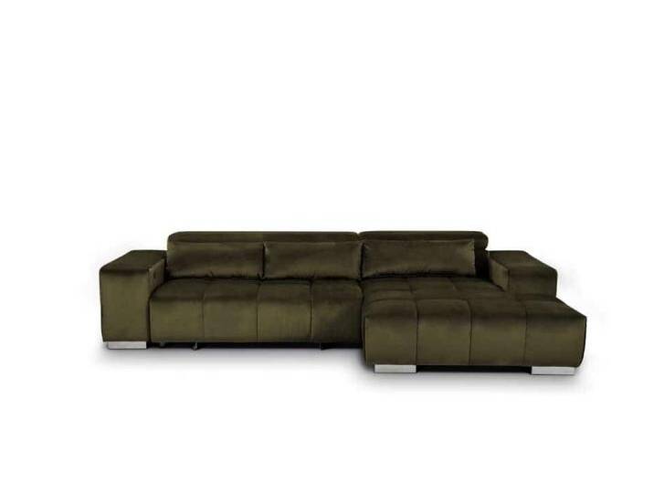 COTTA Ecksofa Orion, mit elektrischem Sitzvorschub und Nierenkissen, grün, Recamiere rechts, olive von Cotta