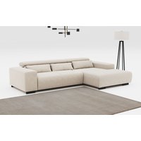 COTTA Ecksofa "Side L-Form, mit Kopfteilverstellung & 3 Nierenkissen", optional motorische Sitztiefenverstellung von Cotta