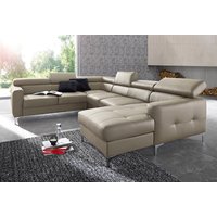 COTTA Polstergarnitur "Sammy U-Form", (Set, Tiefe der Recamiere 169 cm), Set bestehend aus: Wohnlandschaft mit Kopfteilverstellung & Hocker von Cotta