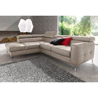 COTTA Polstergarnitur "Sammy L-Form", (Set), Set bestehend aus: Ecksofa mit Kopfteilverstellung & Hocker von Cotta