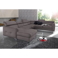 COTTA Polstergarnitur "Sammy U-Form", (Set, Tiefe der Recamiere 169 cm), Set bestehend aus: Wohnlandschaft mit Kopfteilverstellung & Hocker von Cotta