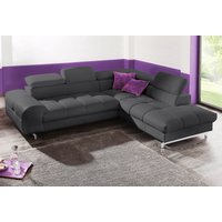COTTA Polstergarnitur "Chef L-Form", (Set), Set bestehend aus: Ecksofa mit Kopfteilverstellung & Hocker von Cotta