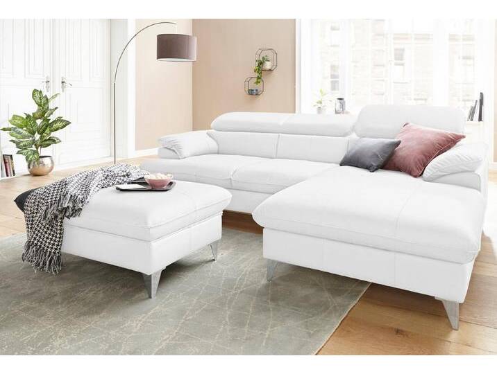 COTTA Polstergarnitur Caluso L-Form, (2-tlg), Set bestehend aus: Ecksofa mit Kopfteilverstellung & Hocker, weiß von Cotta