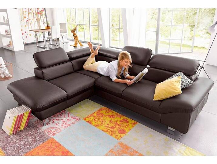 COTTA Polstergarnitur Driver L-Form, (Set), Set bestehend aus: Ecksofa mit Kopfteilverstellung & Hocker, braun grau von Cotta
