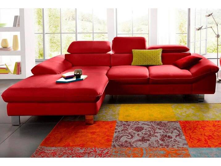 COTTA Polstergarnitur Driver L-Form, (Set), Set bestehend aus: Ecksofa mit Kopfteilverstellung & Hocker, rot von Cotta