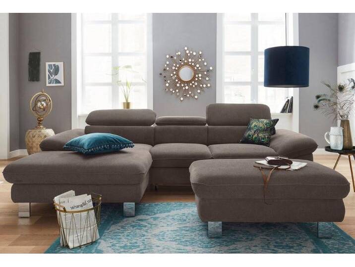 COTTA Polstergarnitur Driver L-Form, (Set, 2-tlg), Set bestehend aus: Ecksofa mit Kopfteilverstellung & Hocker, braun von Cotta