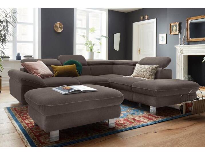 COTTA Polstergarnitur Driver L-Form, (Set, 2-tlg), Set bestehend aus: Ecksofa mit Kopfteilverstellung & Hocker, braun von Cotta