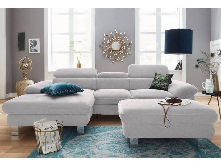 COTTA Polstergarnitur Driver L-Form, (Set, 2-tlg), Set bestehend aus: Ecksofa mit Kopfteilverstellung & Hocker, grau von Cotta