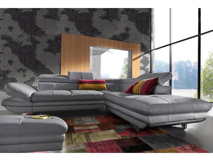 COTTA Polstergarnitur Enterprise L-Form, (Set), Set bestehend aus: Ecksofa mit Arm- & Kopfteilverstellung & Hocker, grau von Cotta