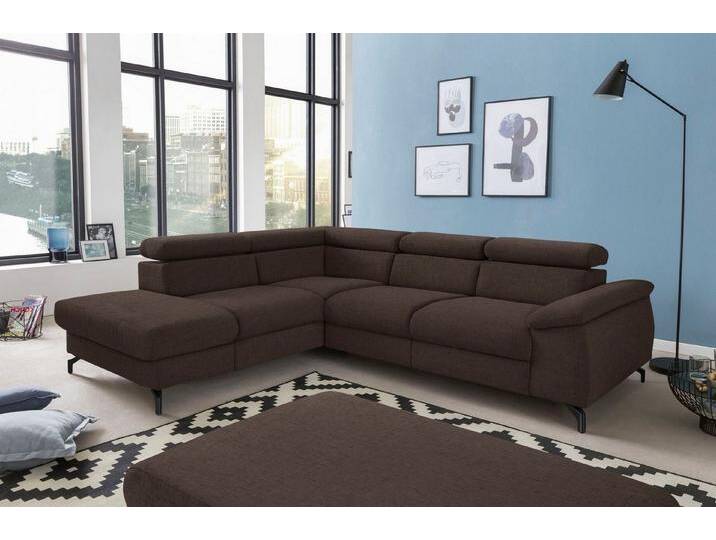 COTTA Polstergarnitur Kitty L-Form, B: 249 bzw. 100 cm (Set: Ecksofa & Hocker), (Set), mit Kopfteilverstellung, braun von Cotta