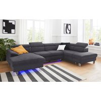 COTTA Polstergarnitur "Komaris U-Form", (Set), Set bestehend aus: Wohnlandschaft mit Kopfteilverstellung & Hocker von Cotta