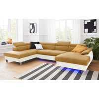 COTTA Polstergarnitur "Komaris U-Form", (Set), Set bestehend aus: Wohnlandschaft mit Kopfteilverstellung & Hocker von Cotta