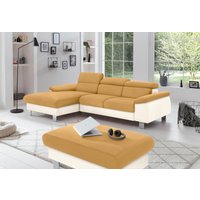 COTTA Polstergarnitur "Komaris L-Form", (Set), Set bestehend aus: Ecksofa mit Kopfteilverstellung & Hocker von Cotta