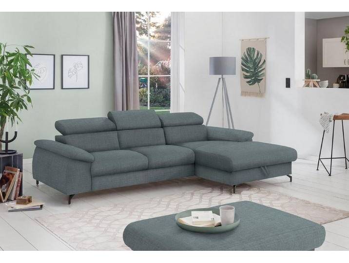 COTTA Polstergarnitur Kitty L-Form, B: 242 bzw. 100 cm (Set: Ecksofa & Hocker), (Set), mit Kopfteilverstellung, blau von Cotta