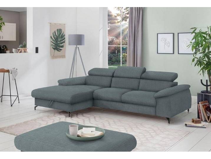 COTTA Polstergarnitur Kitty L-Form, B: 242 bzw. 100 cm (Set: Ecksofa & Hocker), (Set), mit Kopfteilverstellung, blau von Cotta