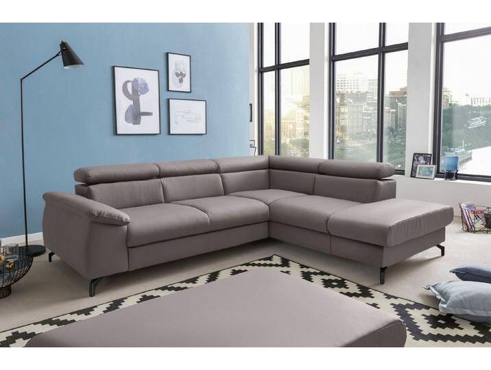 COTTA Polstergarnitur Kitty L-Form, B: 249 bzw. 100 cm (Set: Ecksofa & Hocker), (Set), mit Kopfteilverstellung, braun von Cotta