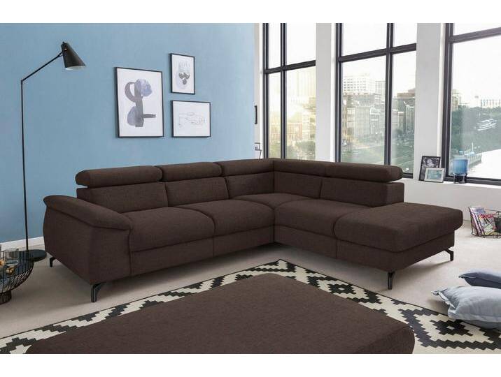 COTTA Polstergarnitur Kitty L-Form, B: 249 bzw. 100 cm (Set: Ecksofa & Hocker), (Set), mit Kopfteilverstellung, braun von Cotta