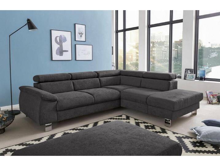 COTTA Polstergarnitur Komaris L-Form, B: 249 bzw. 100 cm (Set: Ecksofa & Hocker), (Set), mit Kopfteilverstellung, Bettkasten & Licht, braun von Cotta