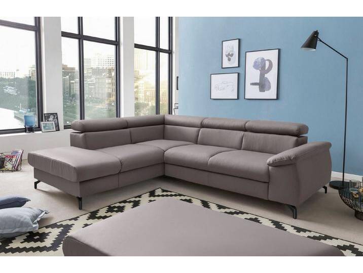 COTTA Polstergarnitur Kitty L-Form, B: 249 bzw. 100 cm (Set: Ecksofa & Hocker), (Set), mit Kopfteilverstellung, braun von Cotta