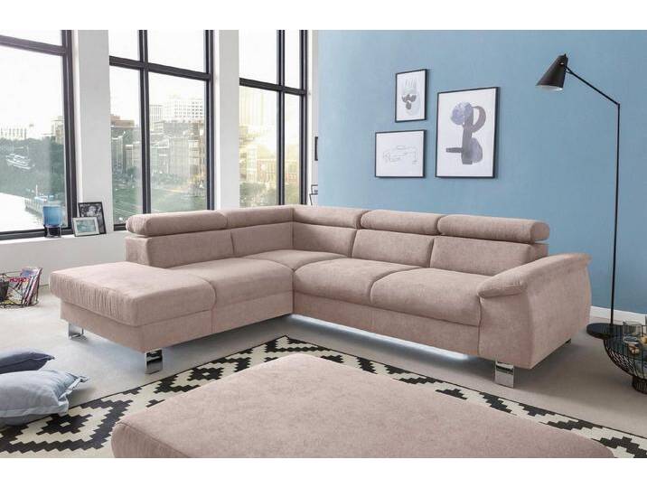 COTTA Polstergarnitur Komaris L-Form, B: 249 bzw. 100 cm (Set: Ecksofa & Hocker), (Set), mit Kopfteilverstellung, Bettkasten & Licht, braun von Cotta