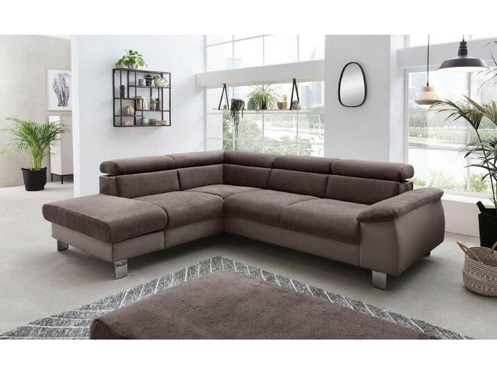 COTTA Polstergarnitur Komaris L-Form, (Set), Set bestehend aus: Ecksofa mit Kopfteilverstellung & Hocker, braun von Cotta