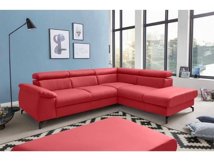 COTTA Polstergarnitur Kitty L-Form, B: 249 bzw. 100 cm (Set: Ecksofa & Hocker), (Set), mit Kopfteilverstellung, rot von Cotta