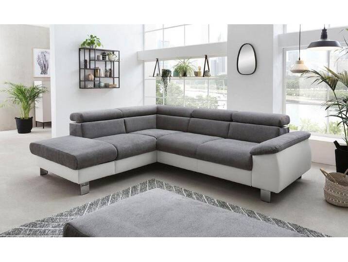 COTTA Polstergarnitur Komaris L-Form, B: 249 bzw. 100 cm (Set: Ecksofa & Hocker), (Set), mit Kopfteilverstellung, Bettkasten & Licht, weiß von Cotta