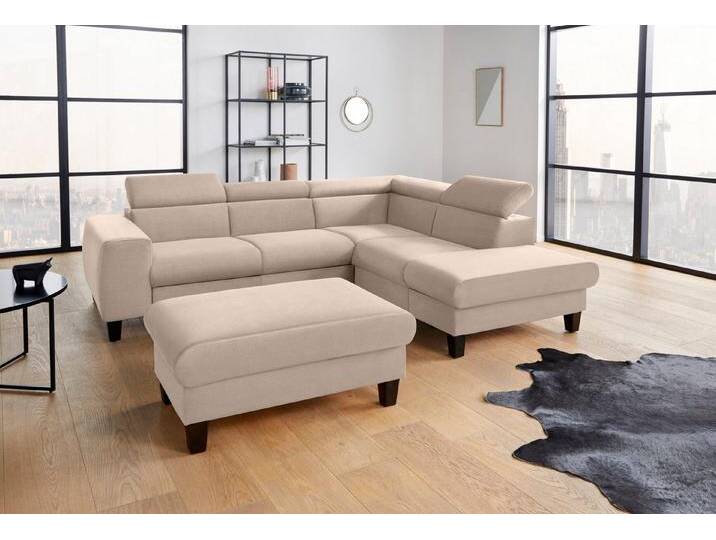 COTTA Polstergarnitur Morven L-Form, (Set), Set bestehend aus: Ecksofa mit Kopfteilverstellung & Hocker, beige von Cotta