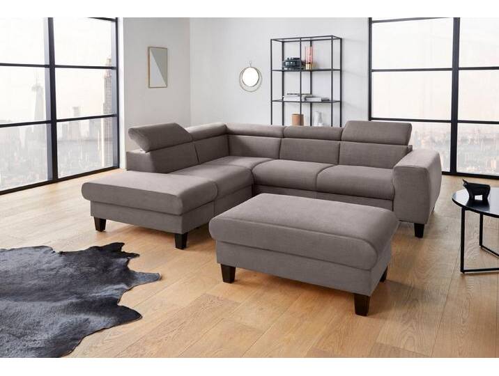COTTA Polstergarnitur Morven L-Form, (Set), Set bestehend aus: Ecksofa mit Kopfteilverstellung & Hocker, grau von Cotta