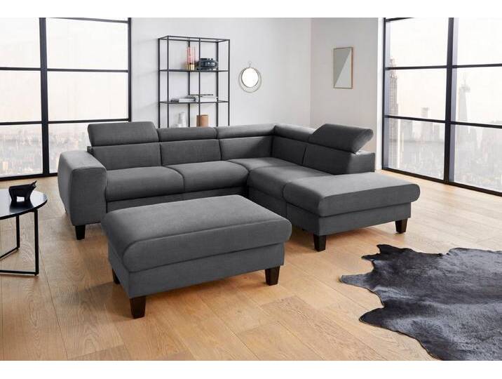 COTTA Polstergarnitur Morven L-Form, (Set), Set bestehend aus: Ecksofa mit Kopfteilverstellung & Hocker, grau von Cotta