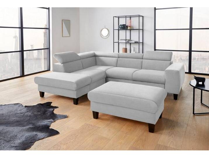 COTTA Polstergarnitur Morven L-Form, (Set), Set bestehend aus: Ecksofa mit Kopfteilverstellung & Hocker, grau von Cotta