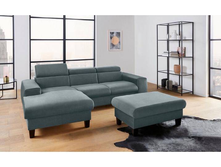 COTTA Polstergarnitur Morven L-Form, (Set), Set bestehend aus: Ecksofa mit Kopfteilverstellung & Hocker, grau von Cotta