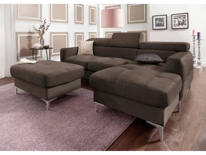 COTTA Polstergarnitur Sammy L-Form, (Set), Set bestehend aus: Ecksofa mit Kopfteilverstellung & Hocker, braun von Cotta