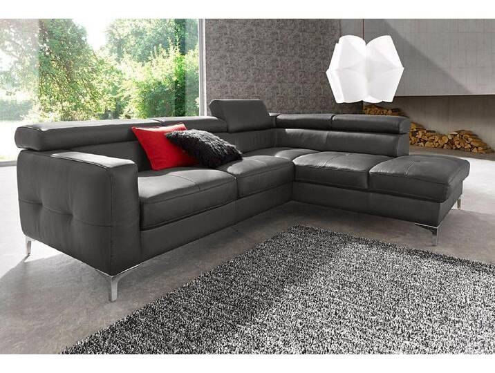 COTTA Polstergarnitur Sammy L-Form, (Set), Set bestehend aus: Ecksofa mit Kopfteilverstellung & Hocker, grau, mit Bettfunktion-mit Kopfteilverstellung von Cotta